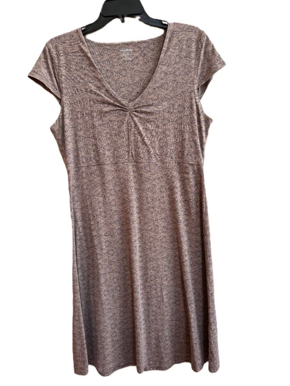 Toad & Co Dress Large Dress Rosemarie Taupe Organic Cotton Tencel cap sleeves